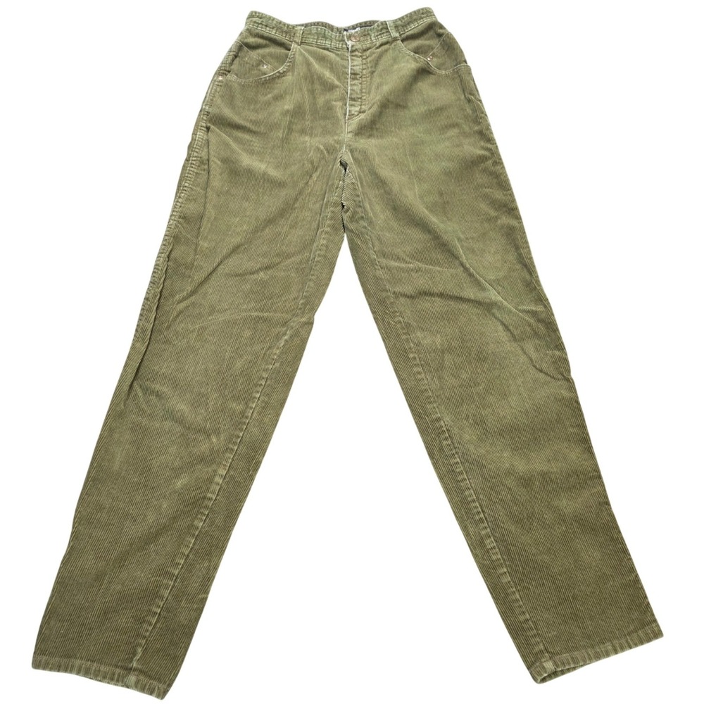 Vintage Esprit Rose Hips Corduroy Straight Leg Pants Juniors Size 11 Olive Green
